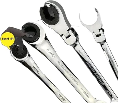 Ratelsleutel Flexkop - Moersleutel - Doe-het-zelf Reparaties - 72 Tanden Mechanisme - 8-19 mm - Zilver