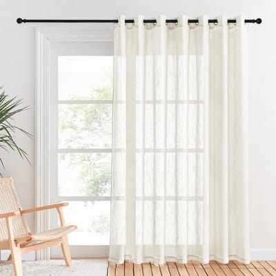 Raamgordijnen Semi-transparant - Vitragegordijnen - Gordijnen met Zeilringen - 1 Stuk - 254x210cm - Lichtbeige - Voilegordijnen