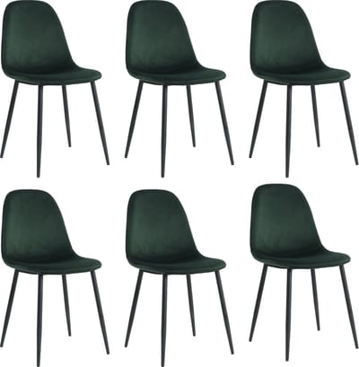 Lina® Napoli Eetkamerstoelen - Groen - Set van 6 - Fluweel - Velvet