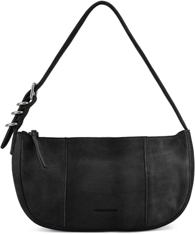 FREDsBRUDER Leren Schoudertas Ride Easy Round Shoulderbag Black Zwart