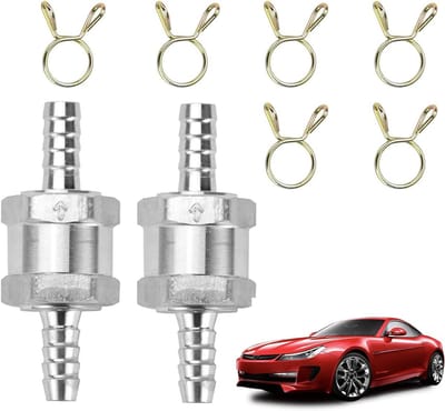 Controleerklep voor brandstof, 6 mm, geschikt voor benzine en diesel, inclusief 6 veerklemmen, aluminium constructie, ideaal voor carburateurs en brandstofkranen