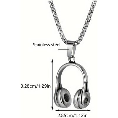 Heren Koptelefoon Hanger Ketting, Gun Kleur Duurzaam Design, Verkleurt Niet, Eenvoudig Muziek Thema Accessoire, Geschikt voor Casual Kleding gray