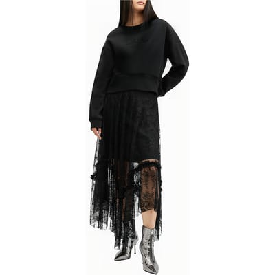 AllSaints Fern Emb Sweat Black Maat: XS | Sweaters Outlet | Dames | Zwart