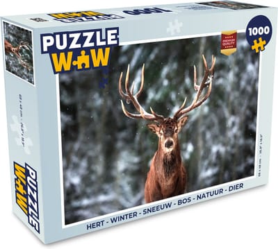 Puzzel Hert - Winter - Sneeuw - Bos - Natuur - Dier - Legpuzzel - Puzzel 1000 stukjes volwassenen