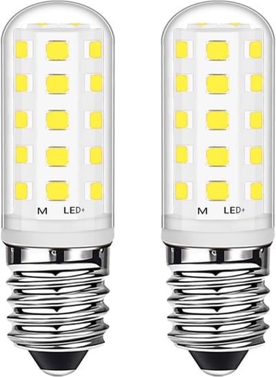 TOVBMUP E14 LED-lamp - 3W Koel Wit - 6000K Halogeen Equivalent Energiebesparend - E14 Kleine Edison Schroef LED-lamp - Geschikt voor Koelkast Afzuigkap Naaimachine - AC220-240V - 2 Stuks