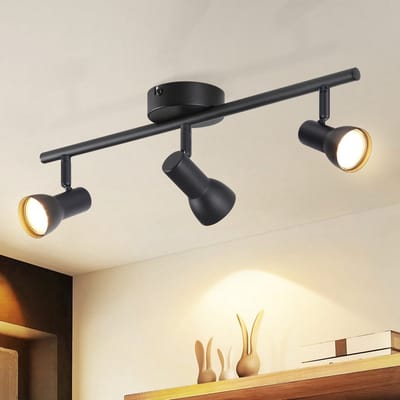 NETTLIFE Opbouwspot GU10 - 3-Lichts - zwart - Metaal - met creatief ontwerp - 350° draaibar Wandspot - Moderne Plafondlamp - voor Slaapkamer | Keuken | Hal | Woonkamer - L 42.5cm-excl. lichtbron