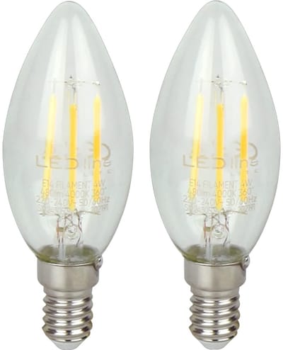 LED line LITE LED Filament Kaarslamp C35 E14 - 4W (vervangt 40W) - 480lm - Ø35mm - 230V - Energiezuinig - 2 stuks
