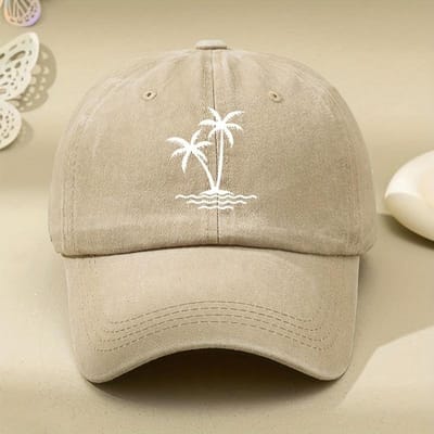 Vintage Palmboom Print Ontwerp Baseballpet Mannen Vrouwen Unisex Gewassen Katoen Vrachtwagenchauffeurs Vader's Zonnehoed kaki