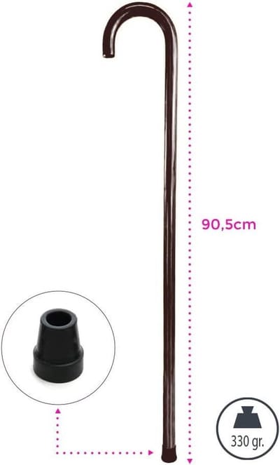 Wandelstok van hout - Elegant en antislip - Donkerbruin - Ouderen en orthopedisch gebruik