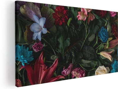 Artaza Canvas Schilderij Bloemen - 40x20 cm - Klein - Wanddecoratie Bloemen Stilleven - Muurdecoratie Botanisch - Schilderijen Op Canvas