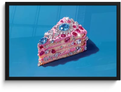 Poster in lijst - Fotolijst 60x40 cm - Posters - Taart - Edelstenen - Glitters - Roze - Posterlijst zwart - Decoratie - Wanddecoratie woonkamer - Muurdecoratie slaapkamer