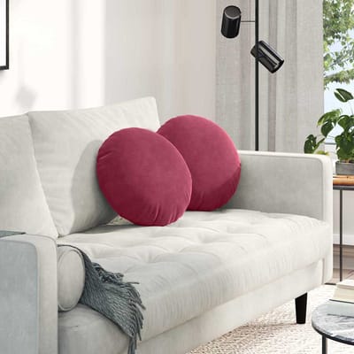 vidaXL - Zitkussens - 2 - pcs - Wijnrood - Ø - 40 - x - 13 - cm - Fluweel