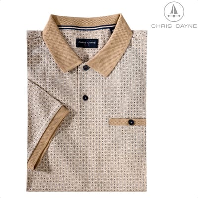 Chris Cayne - Polo 3065 camel print KM + borstzak - maat M