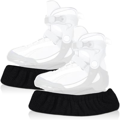 Elastic Ice Hockey Schaatsbeschermers voor Volwassenen en Kinderen, Zwart, Duurzaam en Comfortabel
