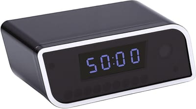 Beveiligingscamera Klok - Verborgen Camera - Thuis Bewaken - Bewegingsdetectie Nachtzicht - 11 cm - Zwart