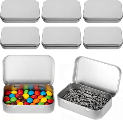 8 stuks rechthoekige metalen opbergdozen met deksel voor sleutels, lekkernijen en kleine voorwerpen (9,5 x 6 x 2,1 cm)