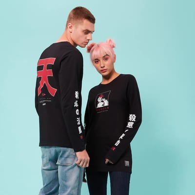 Street Fighter Arcade Akuma unisex t-shirt met lange mouwen - Zwart - S