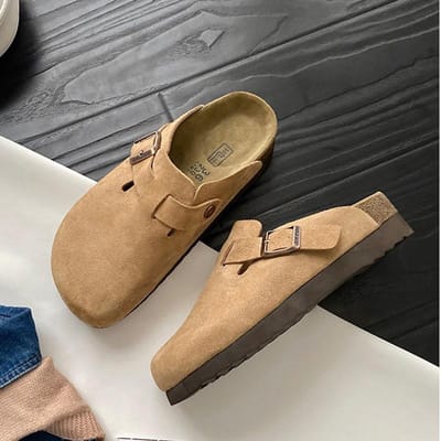 Mode Dames Suède Pantoffels Wedges Hak Kurk Muiltjes Platform Klomp Antislip Zool Gesp Buiten Thuis Schoenen 38 zand