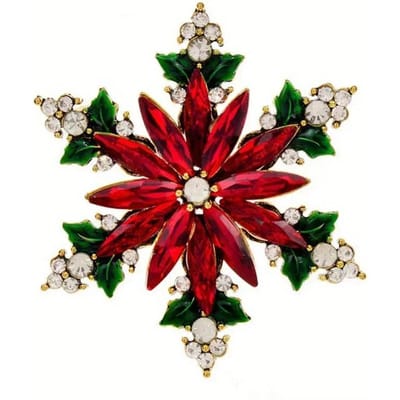 Broche Décorative de Noël pour Femme Flocon de Neige Rouge, Accessoires de Beauté Exquis, Cadeau Parfait pour les Fêtes rouge
