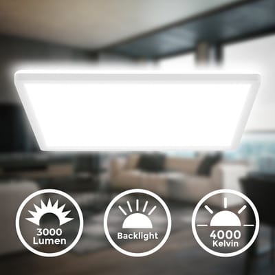 B.K.Licht - LED Plafonniére - met indirect licht - led paneel - 42 x 42 x 3 cm - 4.000K - 22W