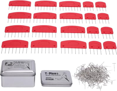 Gebreide Blokkammen - Haakpennen Set - Kant Haken - 150 Stuks - Met T-Spelden - Rood