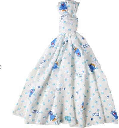 Lief! Stoer! XL Hydrofieldoek met sterrenprint blauw– 120x120cm | Hydrofiele luiers voor baby’s | Babyverzorging
