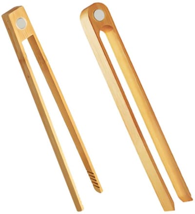 2 stuks magnetische broodtang, gebakken voedseltang, bamboe voedseltang, magnetische voedseltang, grilltang, bakbroodtang, geschikt voor restaurants, bakken, grillen (22 cm)