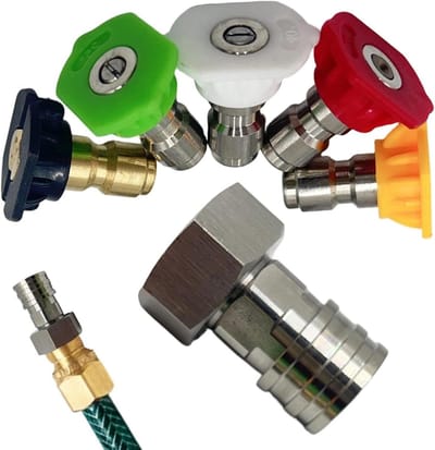 Tuinslang Koppelstuk - Hogedruk Adapter - Auto Wassen - Roestvrij Staal - 94 x 76 cm - Zilverkleurig
