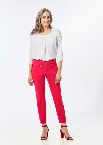 7/8-broek LOUISA van bengaline - rood - Gr. 40 van Goldner Fashion