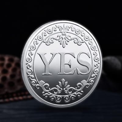 Yes No Challenge Coins - Metal Commemorative Badge - Beslissingsbadge - Verzameln munt voor uitdagingen - Zilver (Stijl 1)
