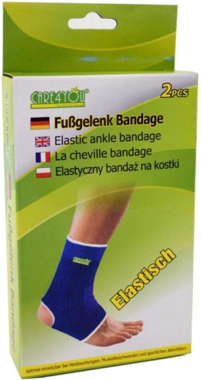 B-Home bandage/brace - enkel - 2x - volwassenen - universele maat - blauw - Spieren/gewrichten ondersteuning - Sportbandage