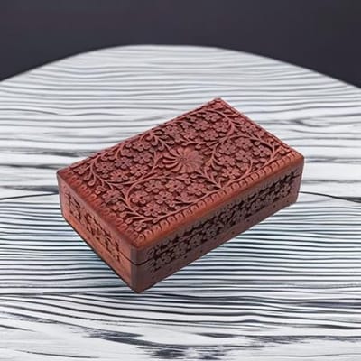 Handgemaakte Houten Sieradendoos - Multifunctionele Opbergdoos voor Sieraden, Ideaal als Cadeau 8x5 inch