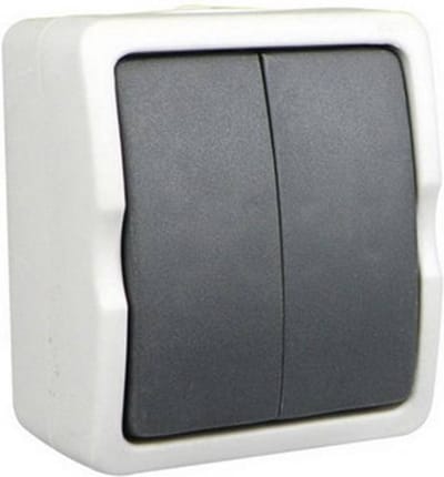 Ratio Dubbele opbouwschakelaar - spatwaterdicht IP54 - grijs/wit