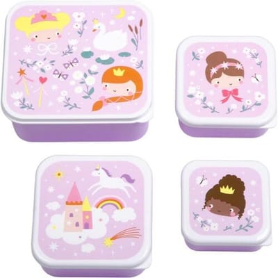 A Little Lovely Company - Brooddoos - Broodtrommel -Lunch & snack box set van 4 - Prinsessen