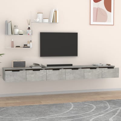 vidaXL - Wandkasten - 2 - st - 102x30x20 - cm - bewerkt - hout - betongrijs