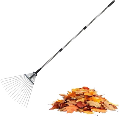Tuinhark Verstelbaar - Onkruidhark Gazonhark - Onderhoud Tuin - Roestvrij Staal - 137 cm - Grijs