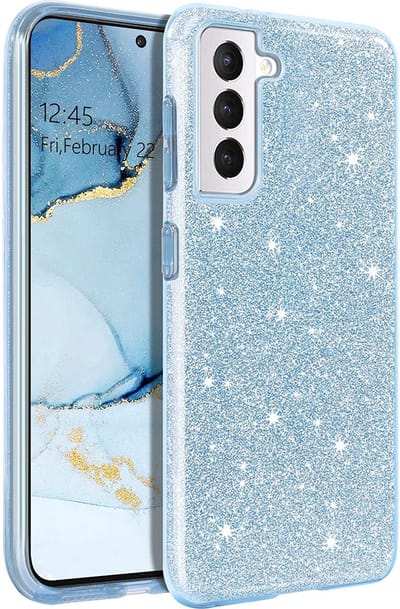 Hoesje Geschikt Voor Samsung Galaxy S22 Plus hoesje glitter backcover – Blauw – oTronica