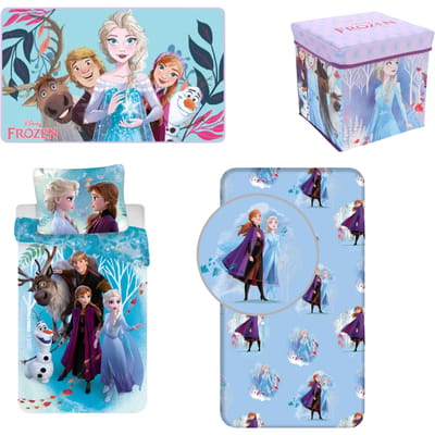 Frozen slaapkamerset; dekbedovertrek, hoeslaken, vloerkleed en opbergbox