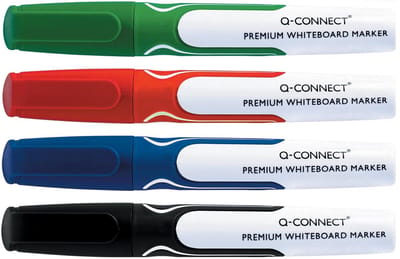 Q-CONNECT Premium whiteboard marker | ronde punt | set van 4 stuks in geassorteerde kleuren
