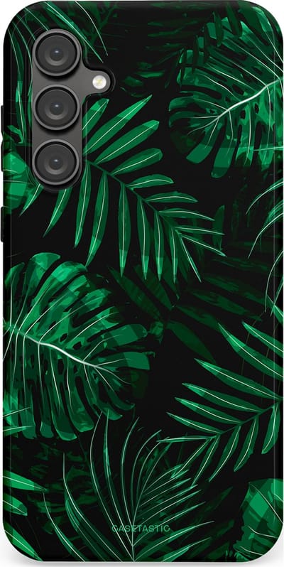 Casetastic hoesje geschikt voor Samsung Galaxy S23 FE - Dubbellaagse bescherming - Jungle blad - Fashion Case - Donkergroen Zwart
