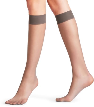 FALKE Seidenglatt eenkleurig materiaal Sheer 15 DEN kniekousen dames grijs - maat 35-38