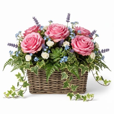 Van der Leeden Plantenmand Klassiek - bruin - rechthoek - 39 x 39 x 20 cm - rotan - gevlochten riet - mand - opbergen