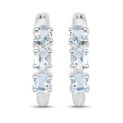 Vira Jewels Ohrringe Silber 925 rhodiniert mit 6 hellblauen Aquamarinen