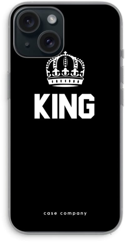 Case Company® - Hoesje geschikt voor iPhone 15 hoesje - King zwart - Soft Cover Telefoonhoesje - Bescherming aan alle Kanten en Schermrand