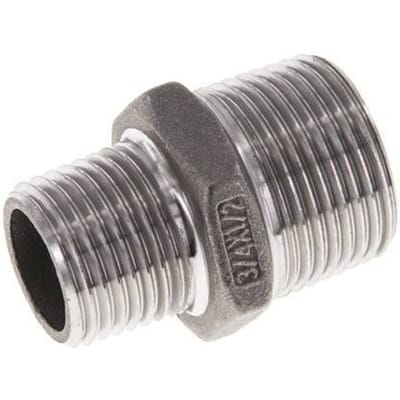 1/2'' NPT x 3/4'' NPT RVS Borstnippel 16 Bar