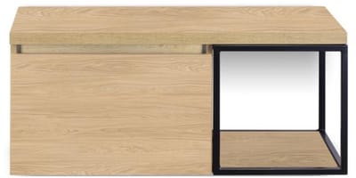 Frozen Badmeubelset 100 cm - Greeplijst in Kleur - Zwart Frame - Wastafelbovenblad Casella Oak