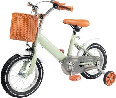 Kinderfiets 12 inch - Loopfiets met steunwielen - Leren fietsen - Dubbel remsysteem - Tot 40 kg - Groen