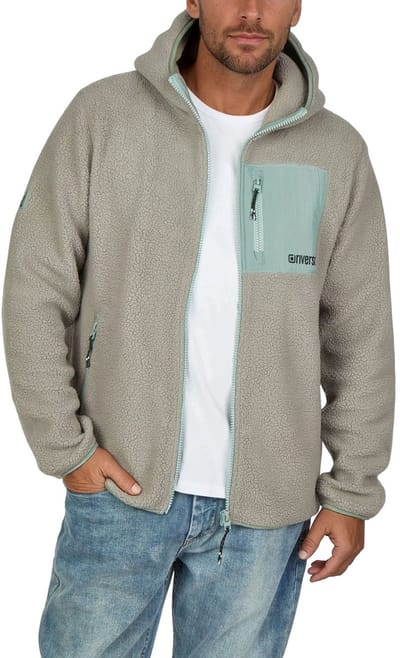 riverso Heren Jas RIVLennox regular fit Grijs 3XL Volwassenen Teddy fleece hoodie | Teddy jas