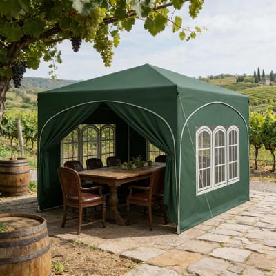 REDOM - Paviljoen - Opvouwbaar - Met Afneembare Zijwanden - Voor Buiten - Metaal En Oxfordstof - Groen - 3 X 3 M