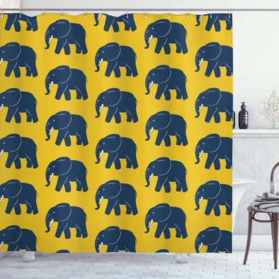 ABAKUHAUS Douchegordijn – Afrikaanse Olifant – 175x180 cm – Digitaal bedrukt – Waterafstotend